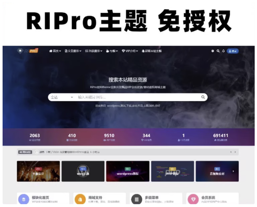 WordPress模板RiPro v8.5 开心版主题资源免费下载-完美源码+安装教程-果果资源网